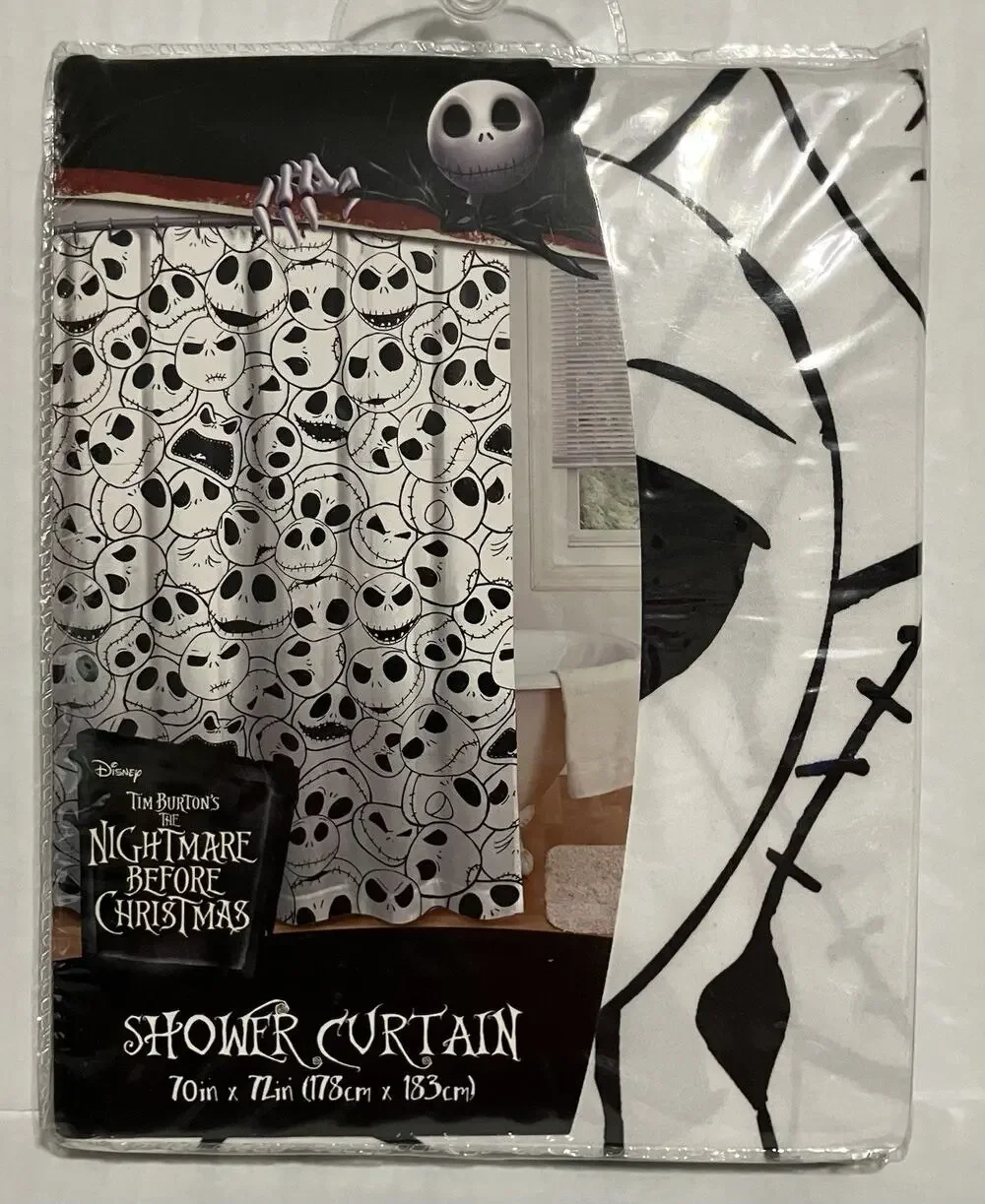 Disney Microfiber Shower Curtain Nightmare Before Christmas Skellington 70X72